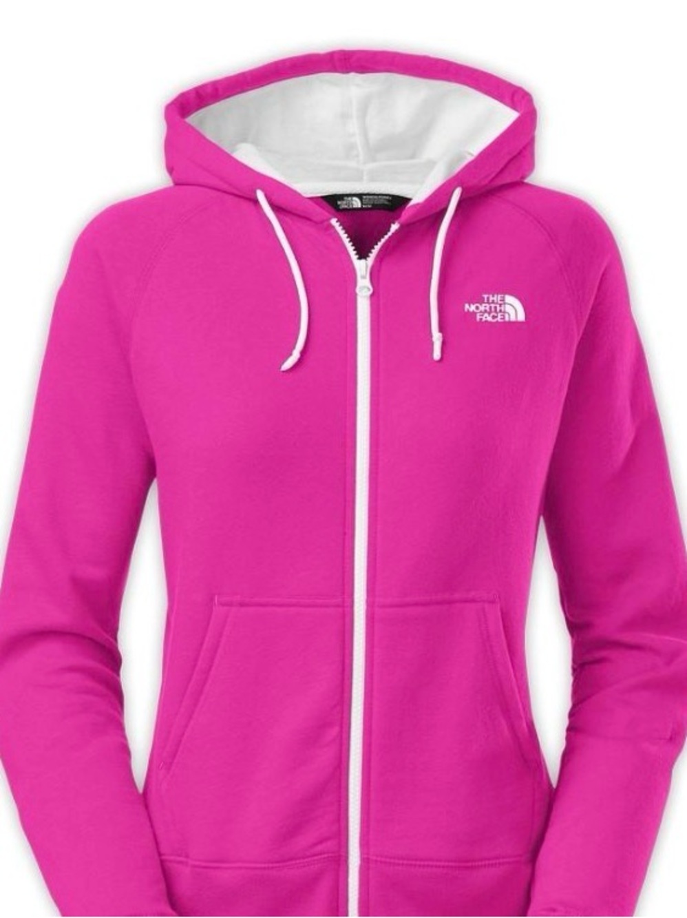 The North Face Hot Pink Full-Zip Hoodie with White Lining size Small